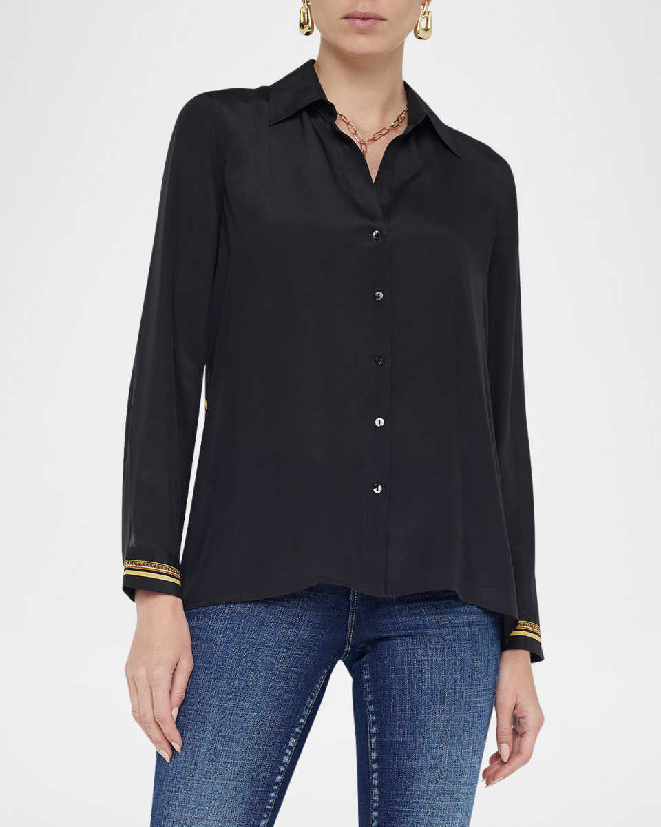 Gio Barocco Swirl Silk Blouse